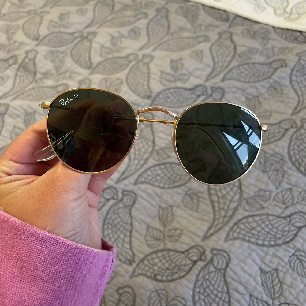 Round Metal Polarized Green Sunglasses RB3447